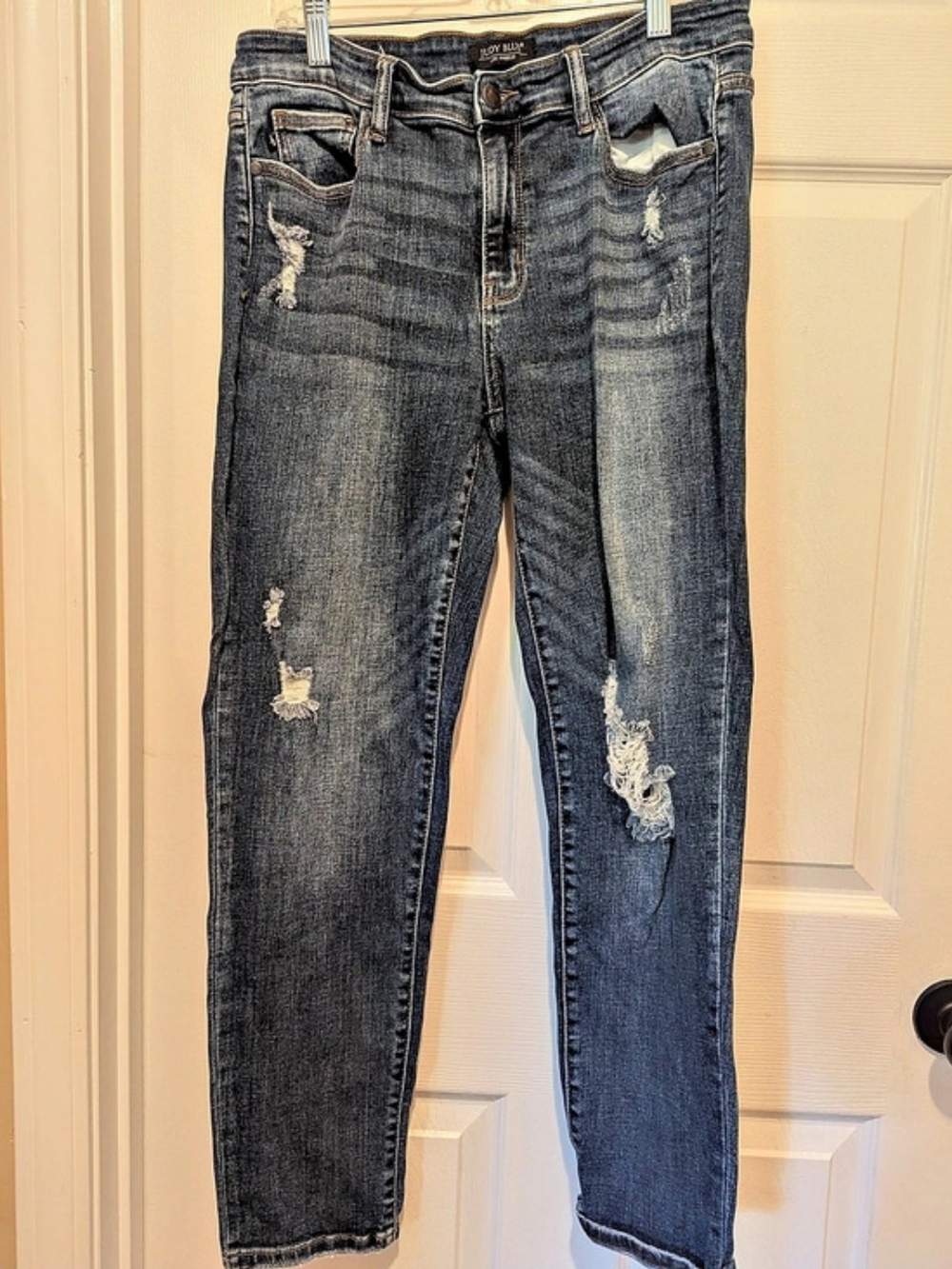 Judy Blue Distressed Skinny Jeans Waist 11/30 Blue